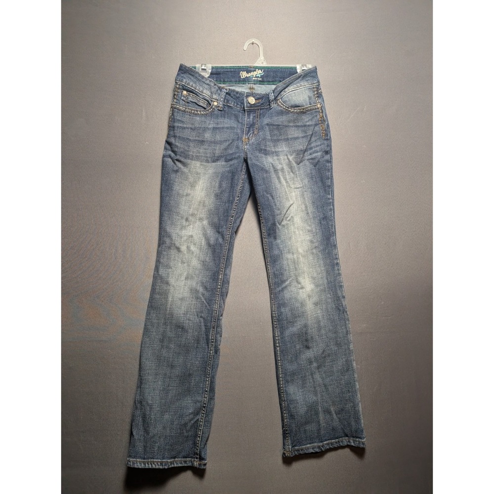 Wrangler Retro Sadie Bootcut Jeans Womens 7/8x30 Blue Whiskered Denim 07MWZDW